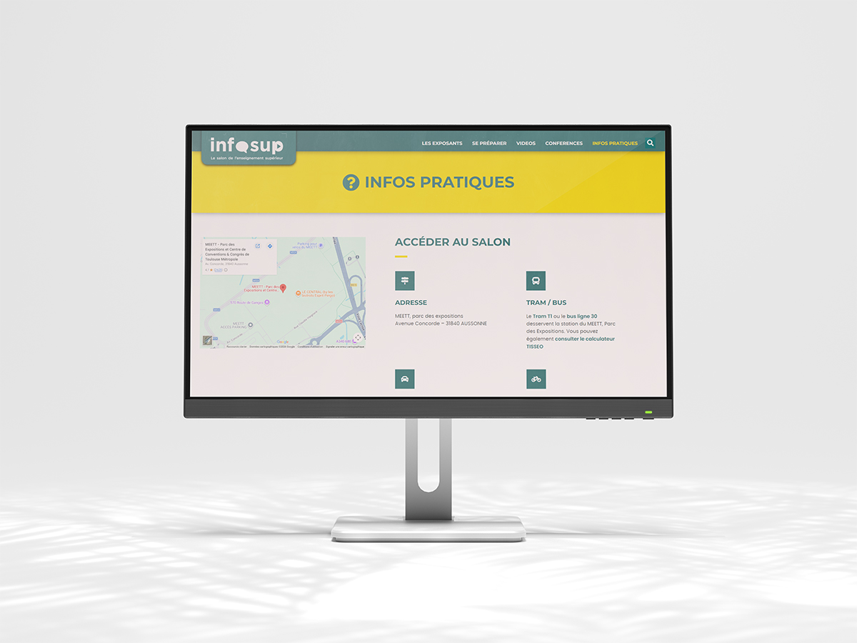 Écran consultant les infos pratiques du site infosup.fr