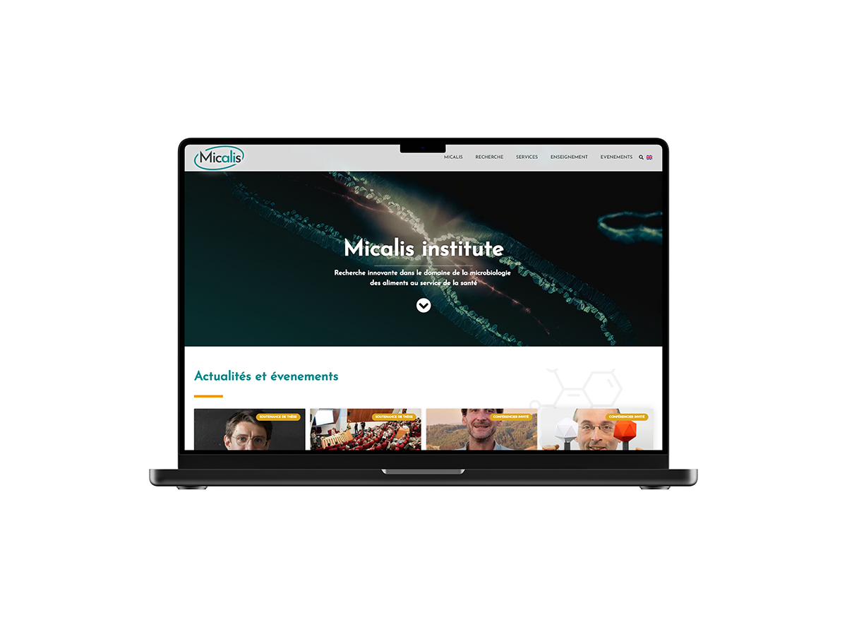 Mockup d'une tablette consultant le site internet micalis.fr