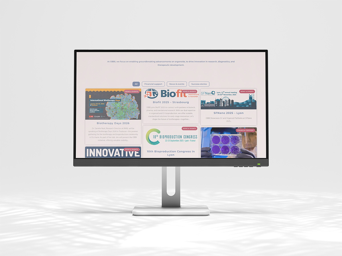 Mockup d'un écran consultant la page événements du site obbi-integrator.fr
